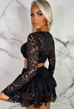 Love Of Lace Black Lace Rara Skirt Co-Ord Set