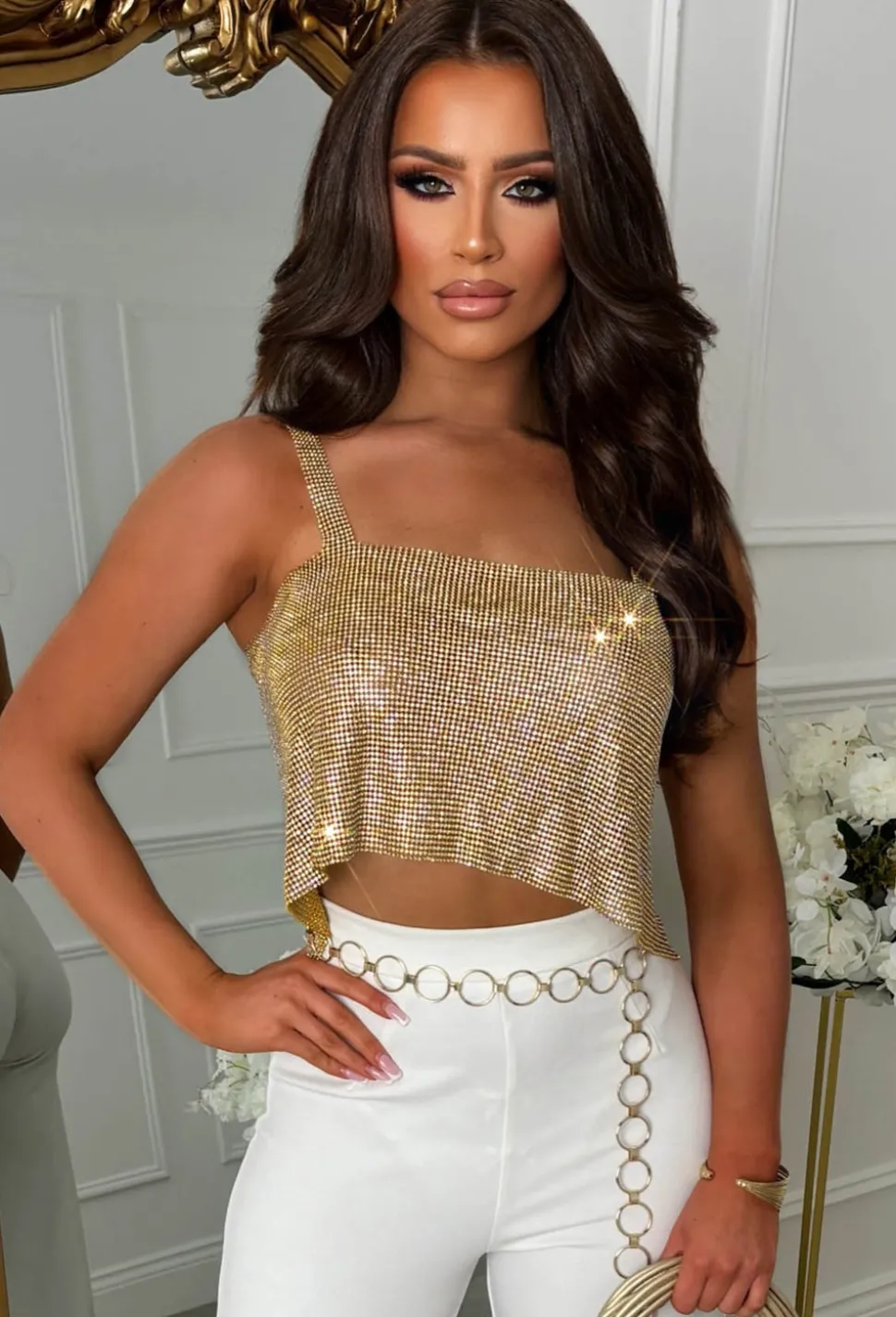 Lovers Luck Gold Diamond Chainmail Top