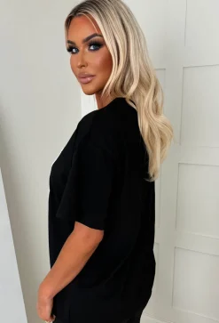 Luxe Girly Black Printed T-Shirt
