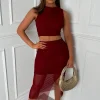 Mad About Love Burgundy Mesh Co-Ord Set