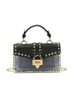 Making A Point Black Faux Leather Stud Detail Bag