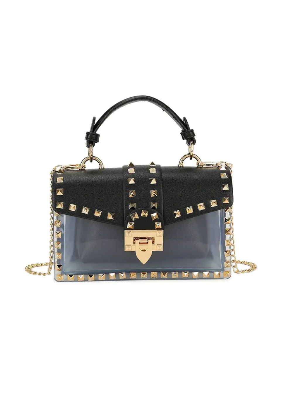 Making A Point Black Faux Leather Stud Detail Bag