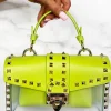 Making A Point Lime Faux Leather Stud Detail Bag