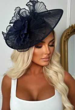 Material Girl Navy Floral Detail Fascinator