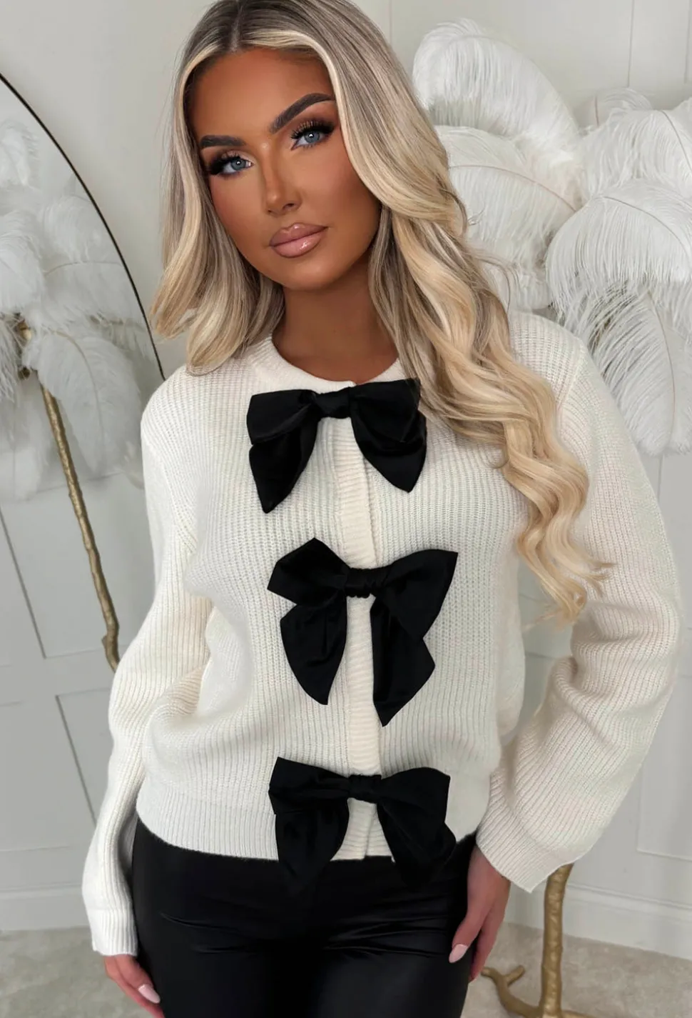 My Cutie Cream Bow Button Cardigan