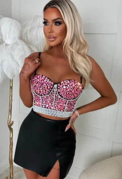 My Little Secret Black Diamond Bodice Crop Top