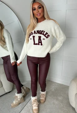 Naya Cream La Slogan Knitted Jumper
