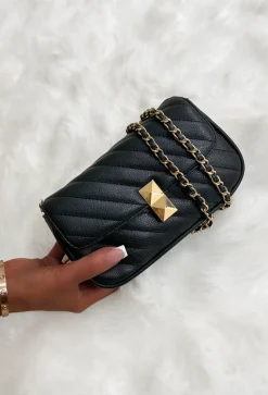 No Chill Black Stud Detail Flap Bag