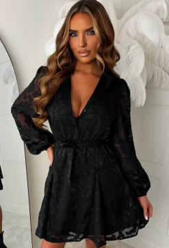 Oh Dolly Black Sheer Shirt Dress