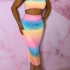 Ombre Sunset Multi Ombre Printed Bandeau Co-Ord Set