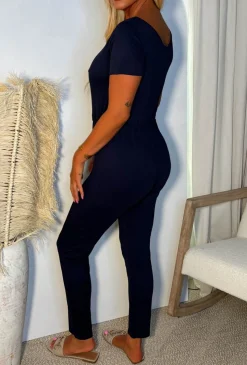 One To Love Navy Draw String Jumpsuit