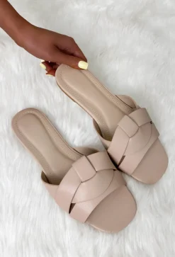 Over You Nude Faux Leather Sliders