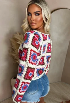 Palm Paradise Multi Flower Crochet Cardigan