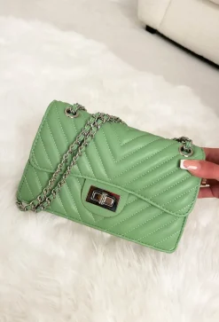 Quilted Babe Teal Chain Detail Bag