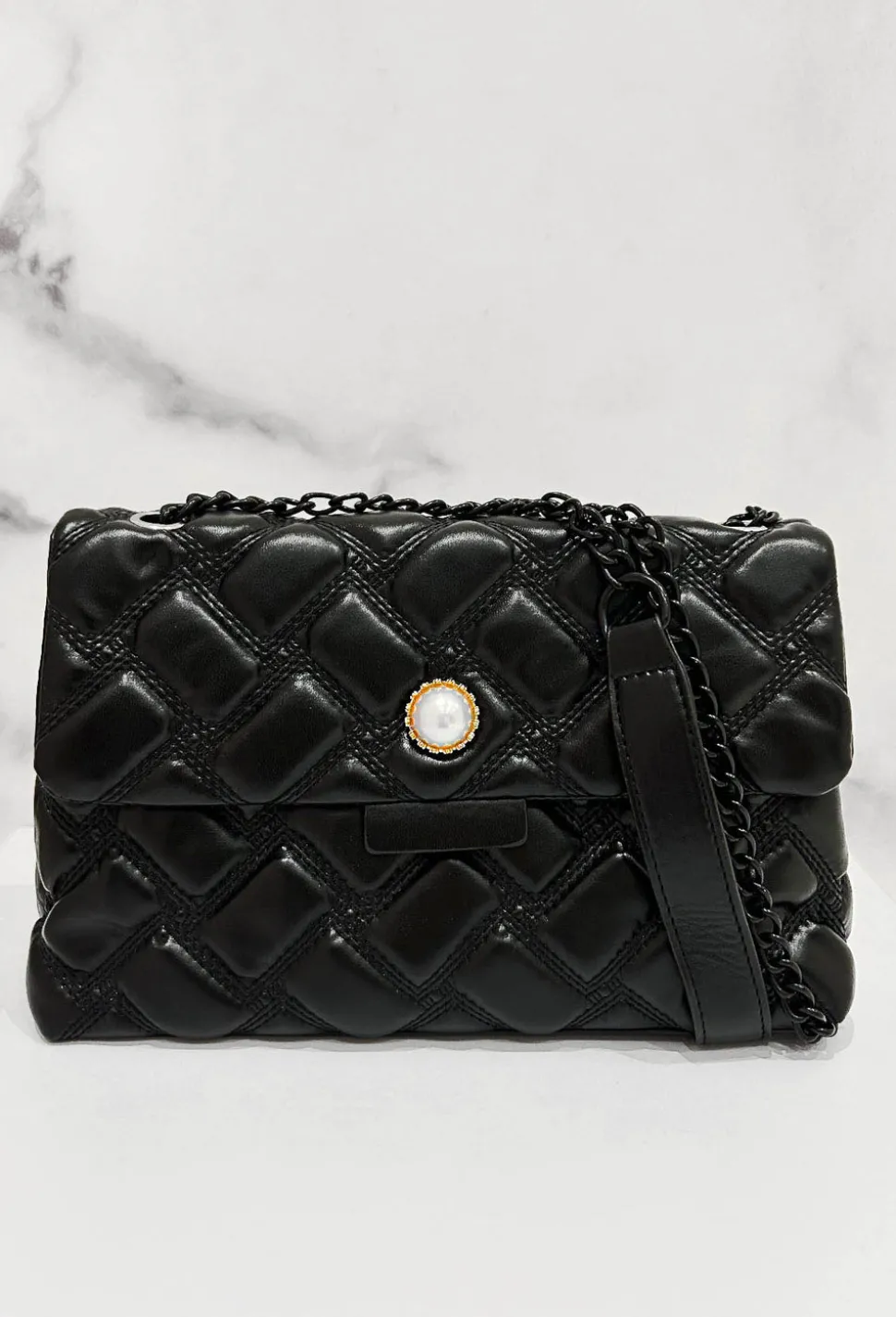 Quilted Baddie Black Quilted Detail Bag