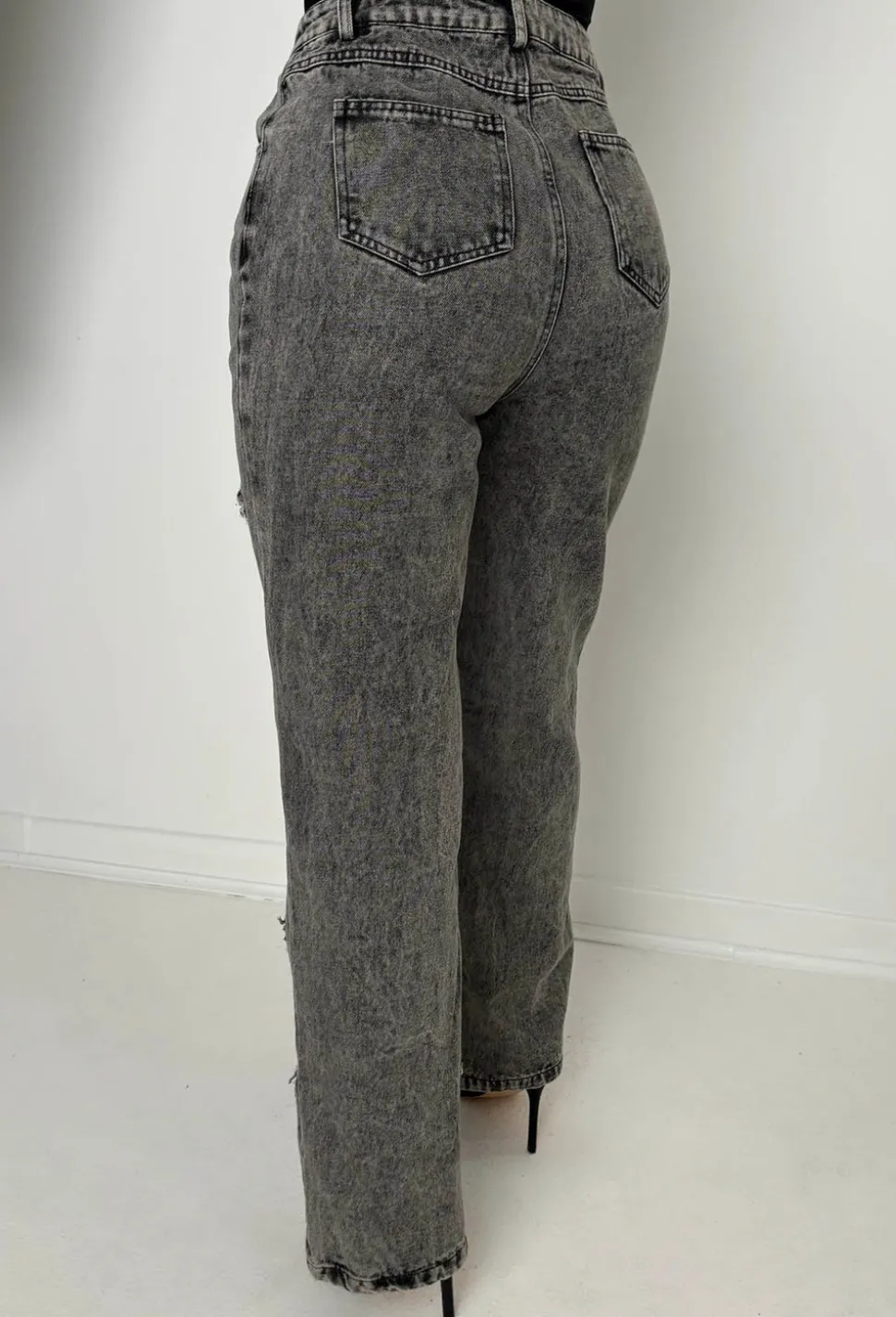 Ripped & Ready Black Ripped Jeans With Diamante Mesh