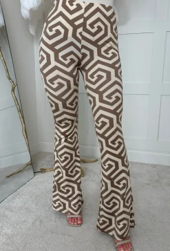 Riviera Romance Beige Printed Jersey Trousers