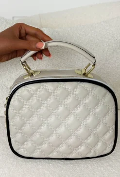 Rizzo Rules Cream Contrast Quilted Top Handle Bag