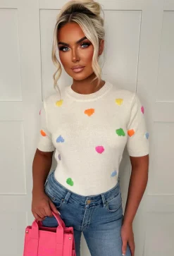 Romance Riot Cream Love Heart Jumper