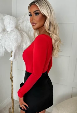 Rosebud Black Rose Applique Skirt