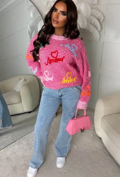 Rouge Goals Pink Amour Striped Jumper