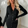 Ruched Forever Black Ruched Front Shirt Dress