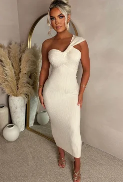 Runaway Heart Cream Knot Detail Knitted Midi Dress