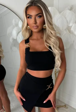 Samantha Black Gold Detail Mini Skirt Co-Ord