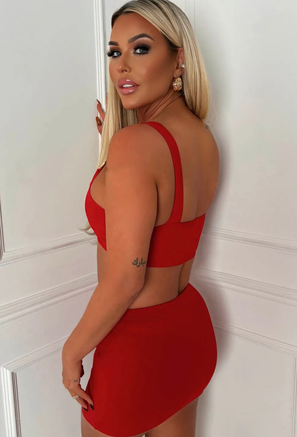 Samantha Red Gold Detail Mini Skirt Co-Ord