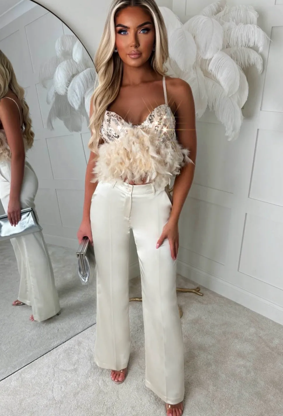 Satin Illusion Champagne Satin Trousers