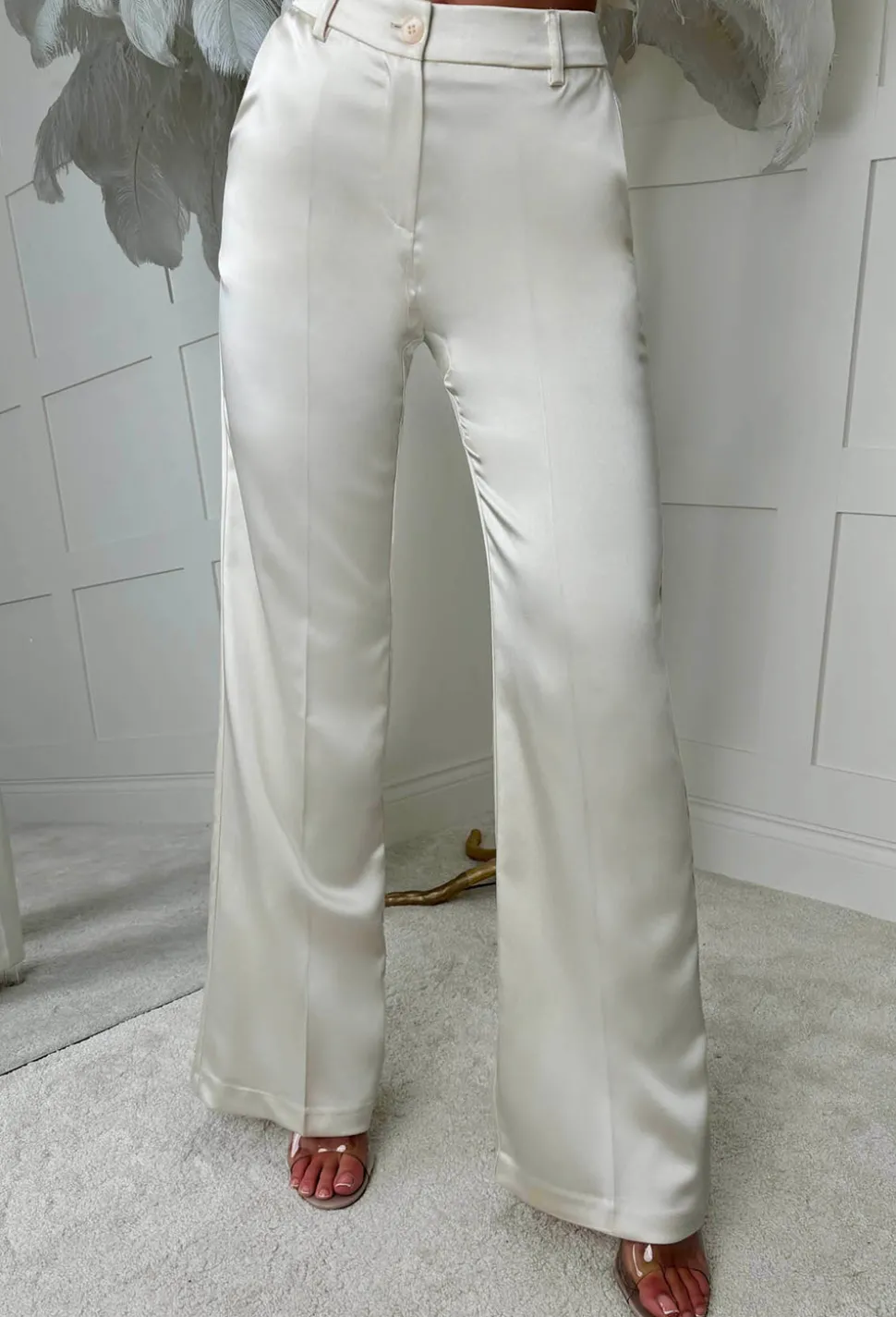 Satin Illusion Champagne Satin Trousers