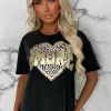 Scarlette Black Amore Leopard Heart T-Shirt