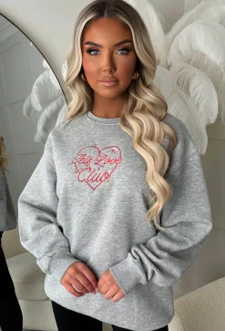 Self Love Grey Embroidered Sweatshirt