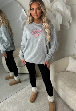 Self Love Grey Embroidered Sweatshirt
