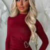 She's Majestic Burgundy Gold Detail Stretch Top