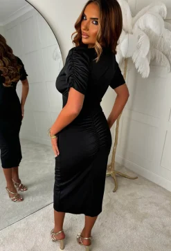 Simply Love Black Ruched Midi Dress