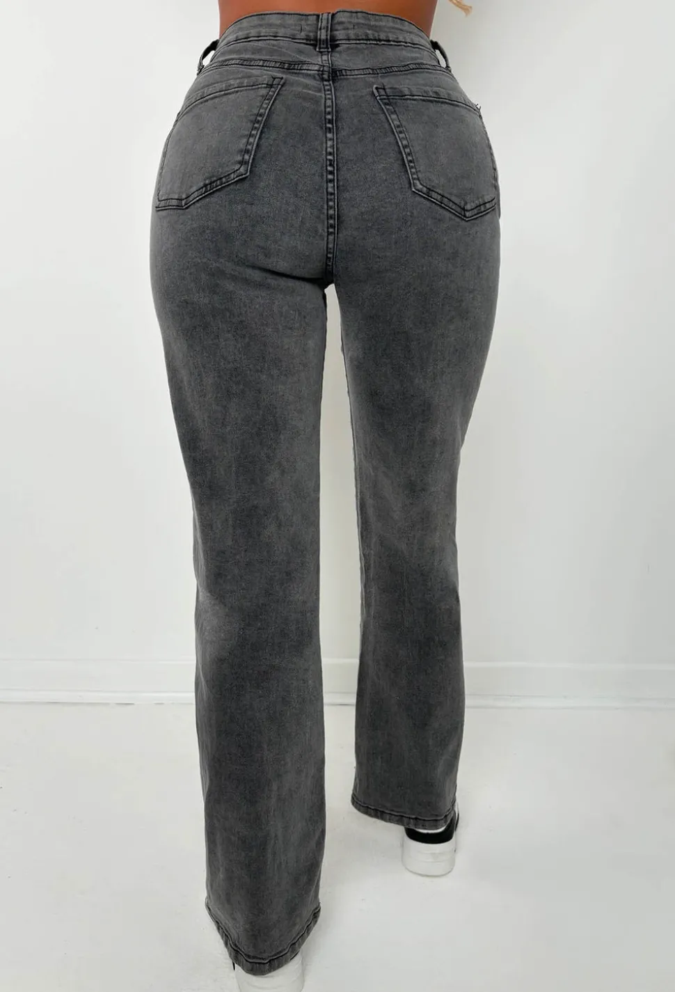 Slim Pickings Black Stitch Seamed Stretch Straight Leg Jeans