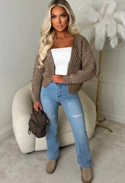 Sophia Mocha Chunky Knit Cardigan