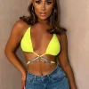 Sparkle Bright Mid Blue Stretch Hot Fix Diamante Distressed Shorts