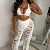 Stairway To Paradise Cream Ladder Effect Trousers