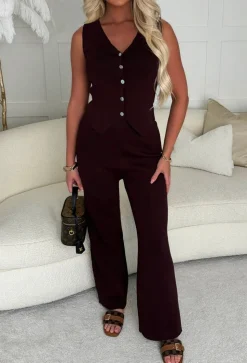Stay Trending Brown Knitted Waistcoat and Trouser Co-Ord Set