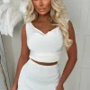 Staying Cute White Rib Knit Contrast Skirt