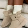 Step On Up Cream Stitch Platform Faux Fur Boots