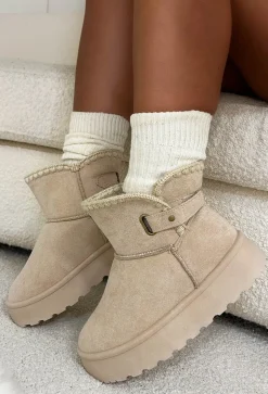 Step On Up Cream Stitch Platform Faux Fur Boots