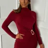 Such A Siren Burgundy Buckle Detail Dress