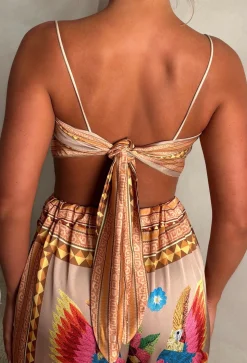 Sunkissed Sizzle Taupe Satin Top And Trouser Co-Ord
