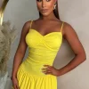 Sunset Kisses Lemon Padded Cup Mini Dress