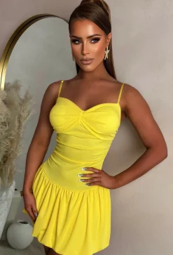 Sunset Kisses Lemon Padded Cup Mini Dress