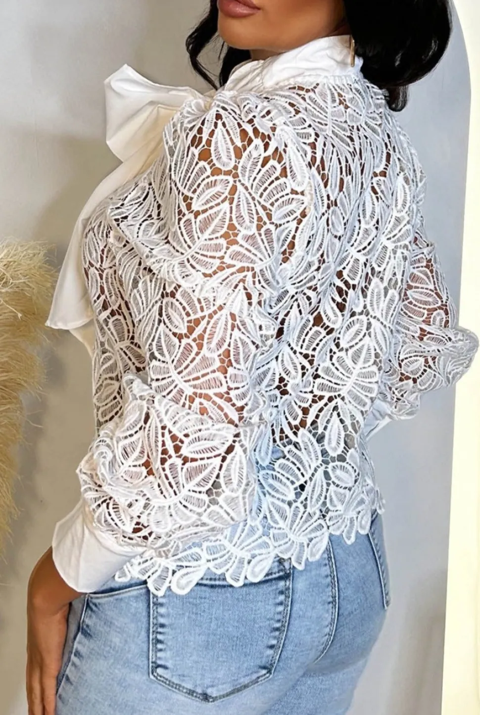 Sweet As Ever White Crochet Pussybow Blouse