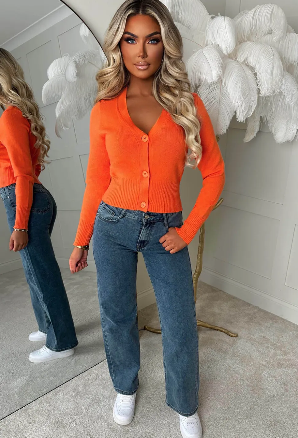 Sweetheart Secrets Orange Buttoned Knitted Cardigan